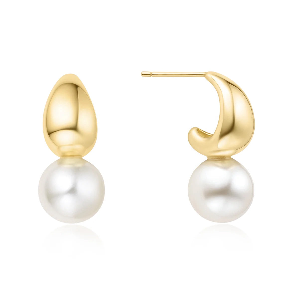 Vogue Maven - Pearl Dome Hoop Earrings