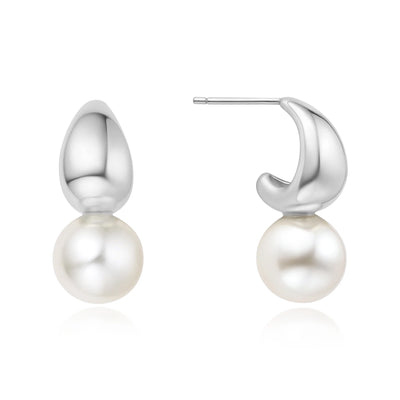 Vogue Maven - Pearl Dome Hoop Earrings