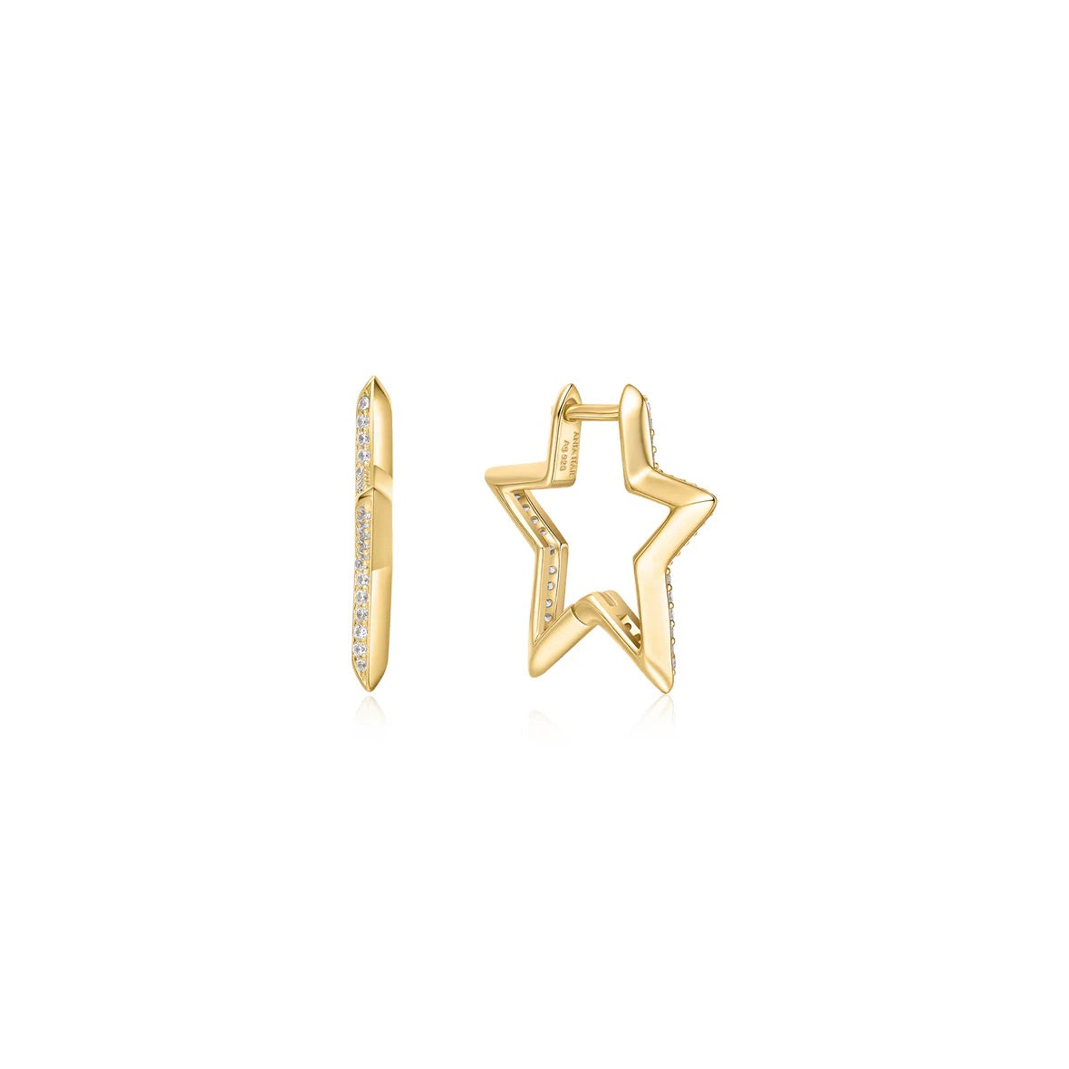 Sunny Sparkler - Medium Star Pave Hoop Earrings