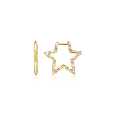 Sunny Sparkler - Medium Star Pave Hoop Earrings