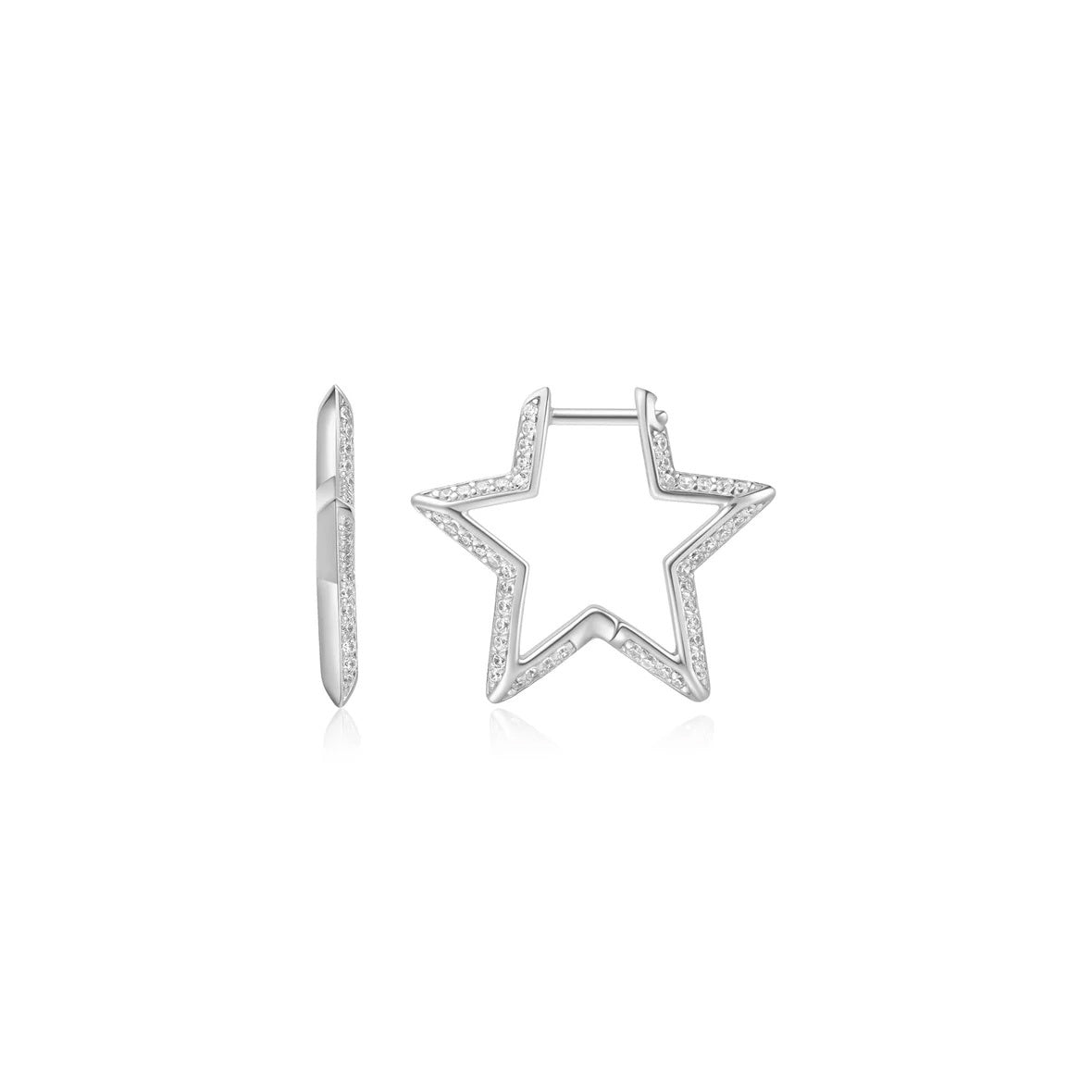 Sunny Sparkler - Medium Star Pave Hoop Earrings