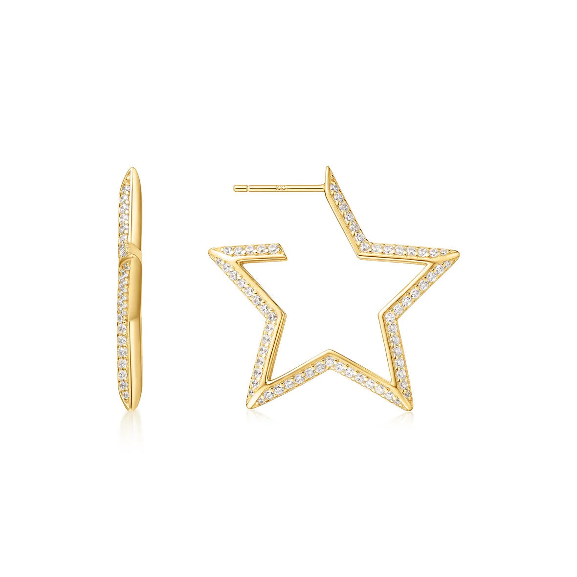 Sunny Sparkler - Large Star-Shaped Pave Hoop Earrings