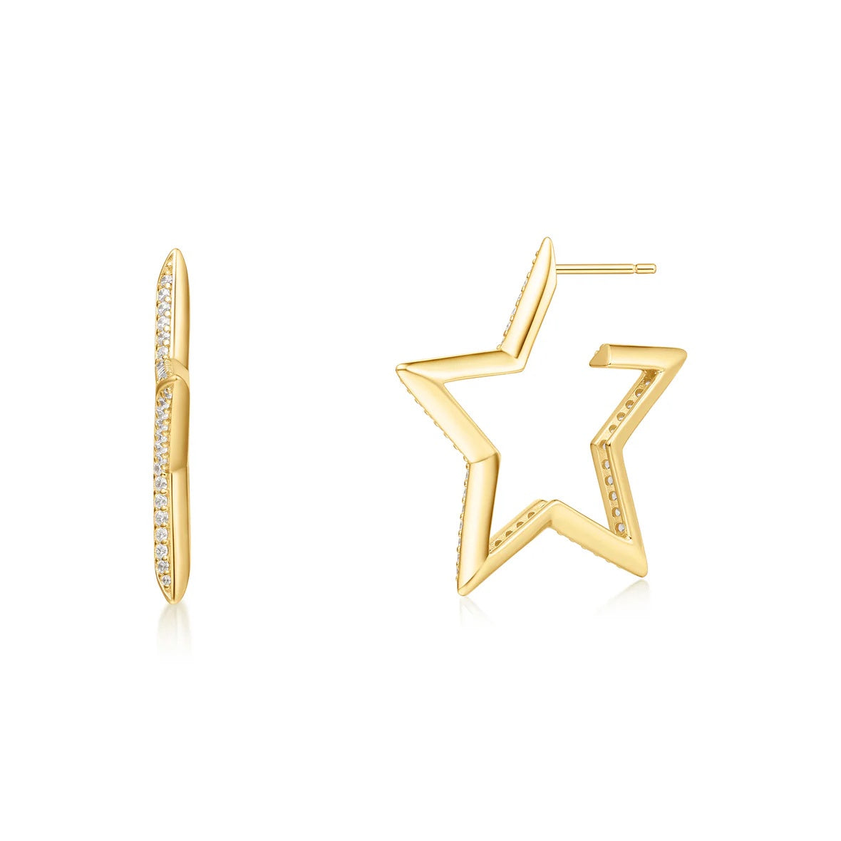 Sunny Sparkler - Large Star-Shaped Pave Hoop Earrings