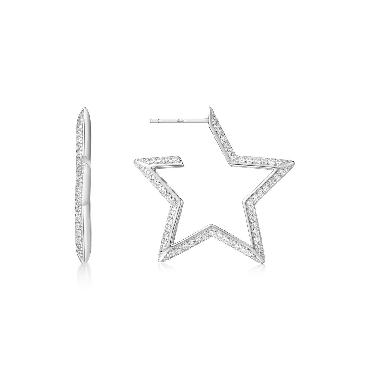 Sunny Sparkler - Large Star-Shaped Pave Hoop Earrings