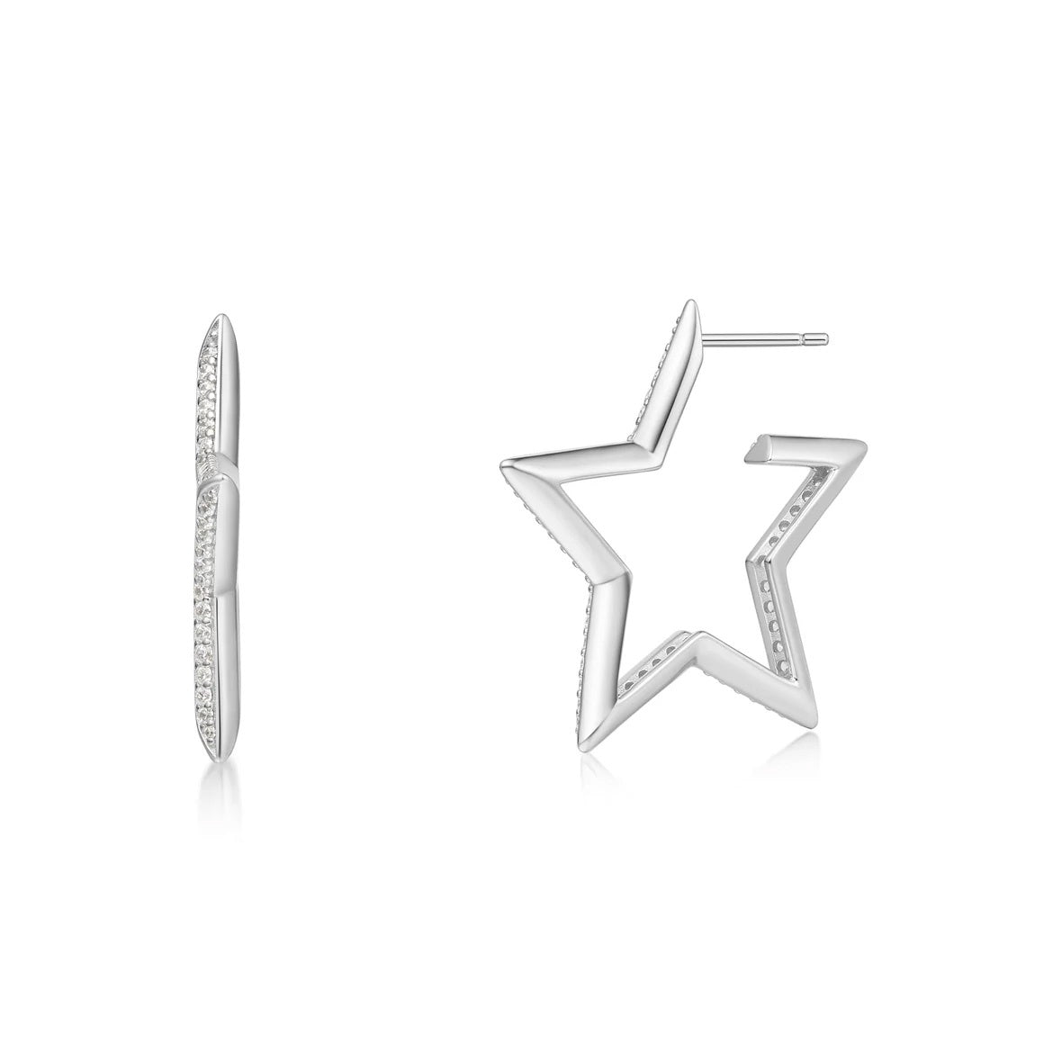 Sunny Sparkler - Large Star-Shaped Pave Hoop Earrings