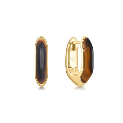 Lady Cozy - Tiger Eye Huggie Hoop Earrings