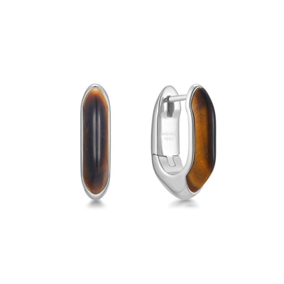 Lady Cozy - Tiger Eye Huggie Hoop Earrings