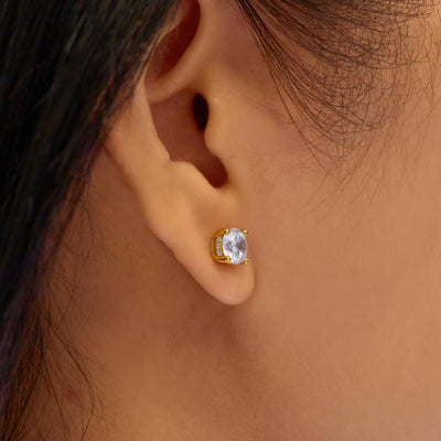 Glimmer Glow - Gold Just You Solitaire Stud Earrings