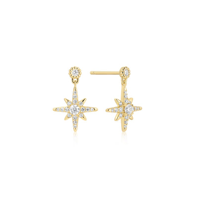 Glimmer Glow - Gold Dangling Nova Star Stud Earrings