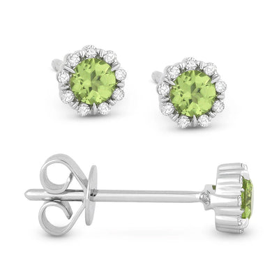 14KW Birthstone & Diamond Stud Earrings