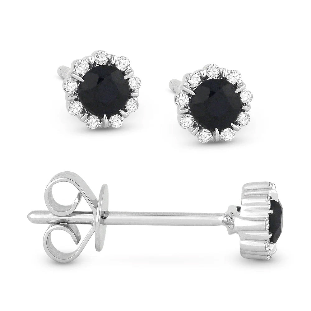 14KW Birthstone & Diamond Stud Earrings