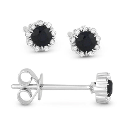 14KW Birthstone & Diamond Stud Earrings