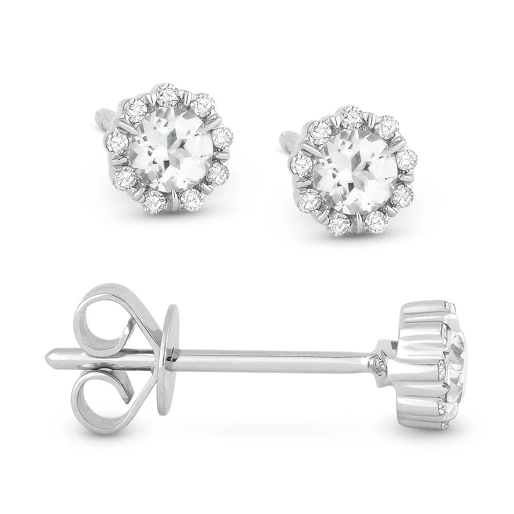 14KW Birthstone & Diamond Stud Earrings