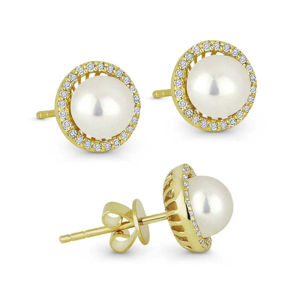 14KY Pearl &  Diamond Studs