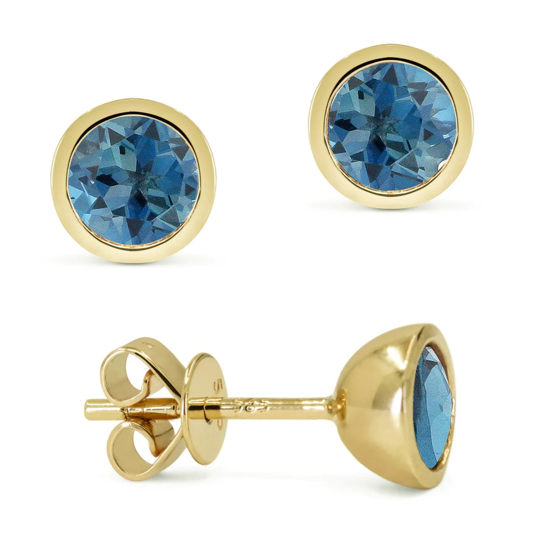 14KY Round Birthstone Stud Earrings