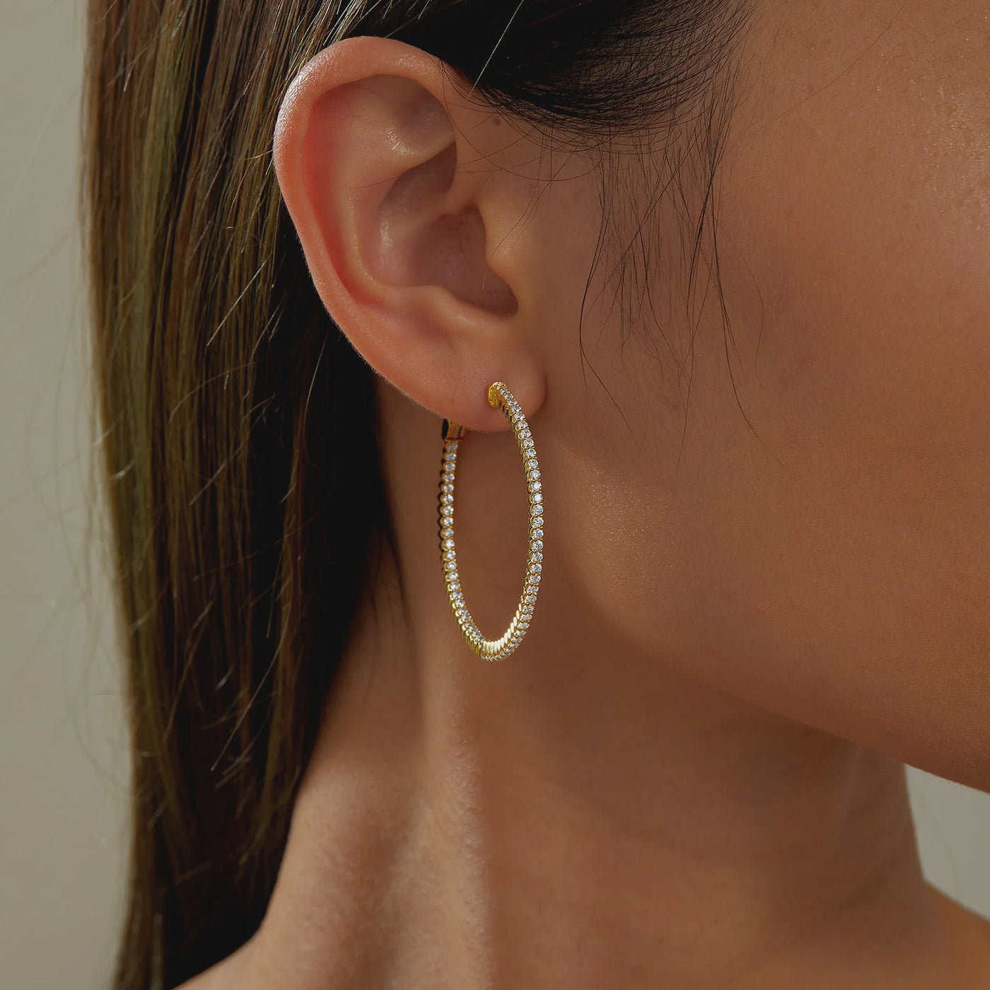 35 mm TR Gold Hoop Earrings