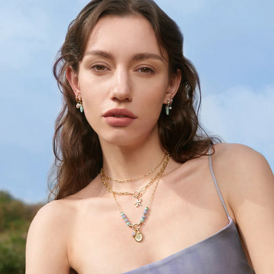 Pop Charms - Gold Amazonite & Agate Charm Connector Necklace