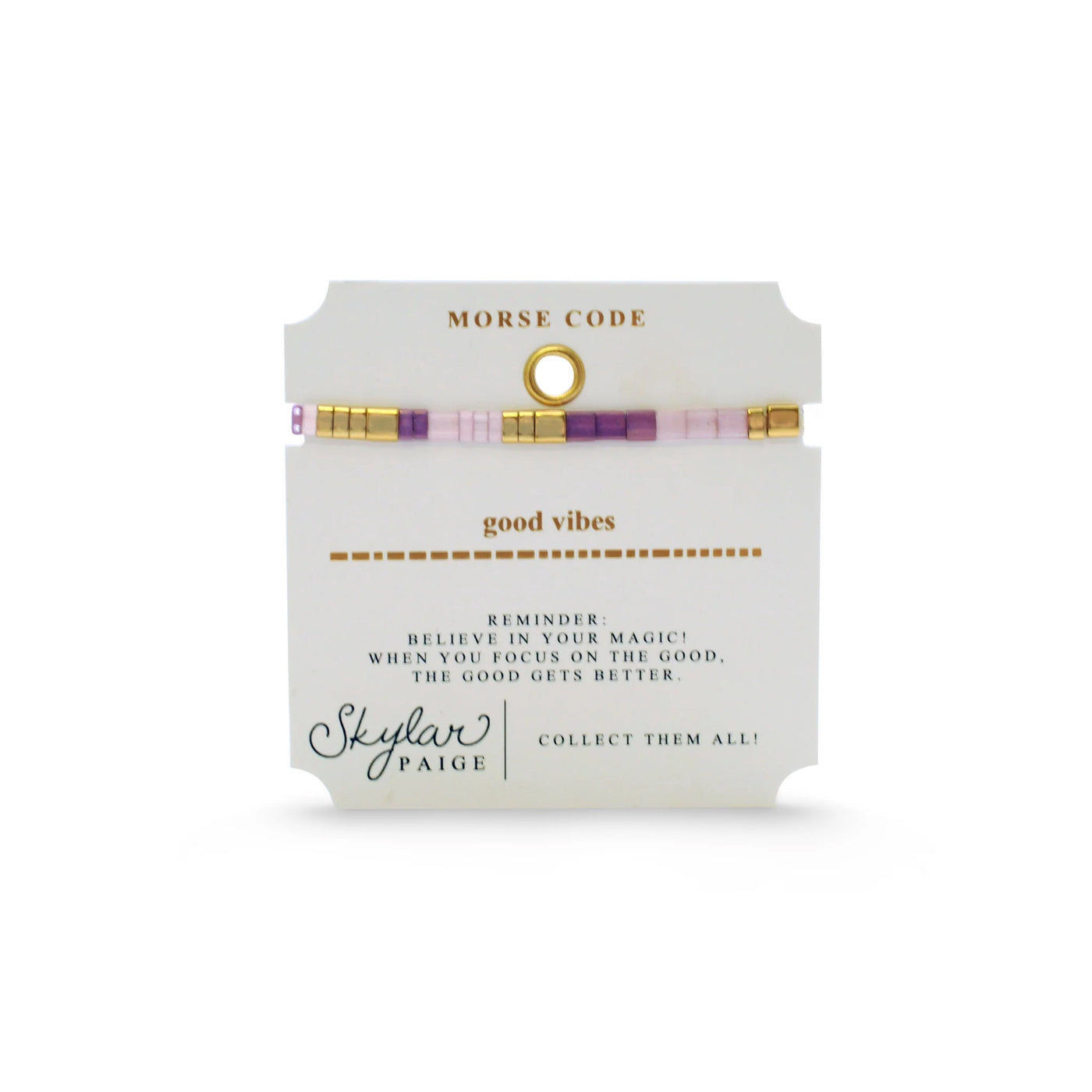 Good Vibes Morse Code Tila - Light Hearted Lilac Bracelet