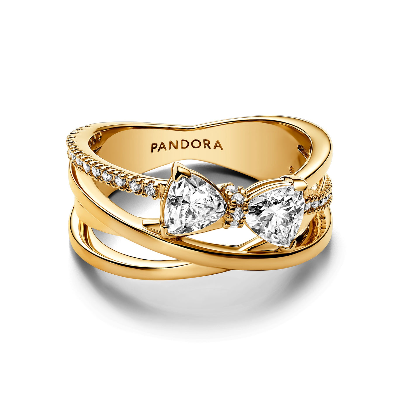 Pandora Sparkling Bow & Crossover Band Ring