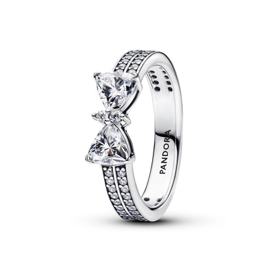 Pandora Sparkling Bow Double-row Ring