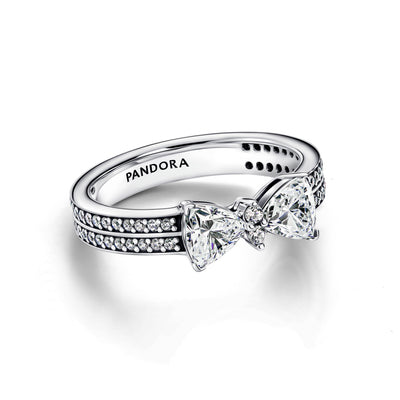 Pandora Sparkling Bow Double-row Ring