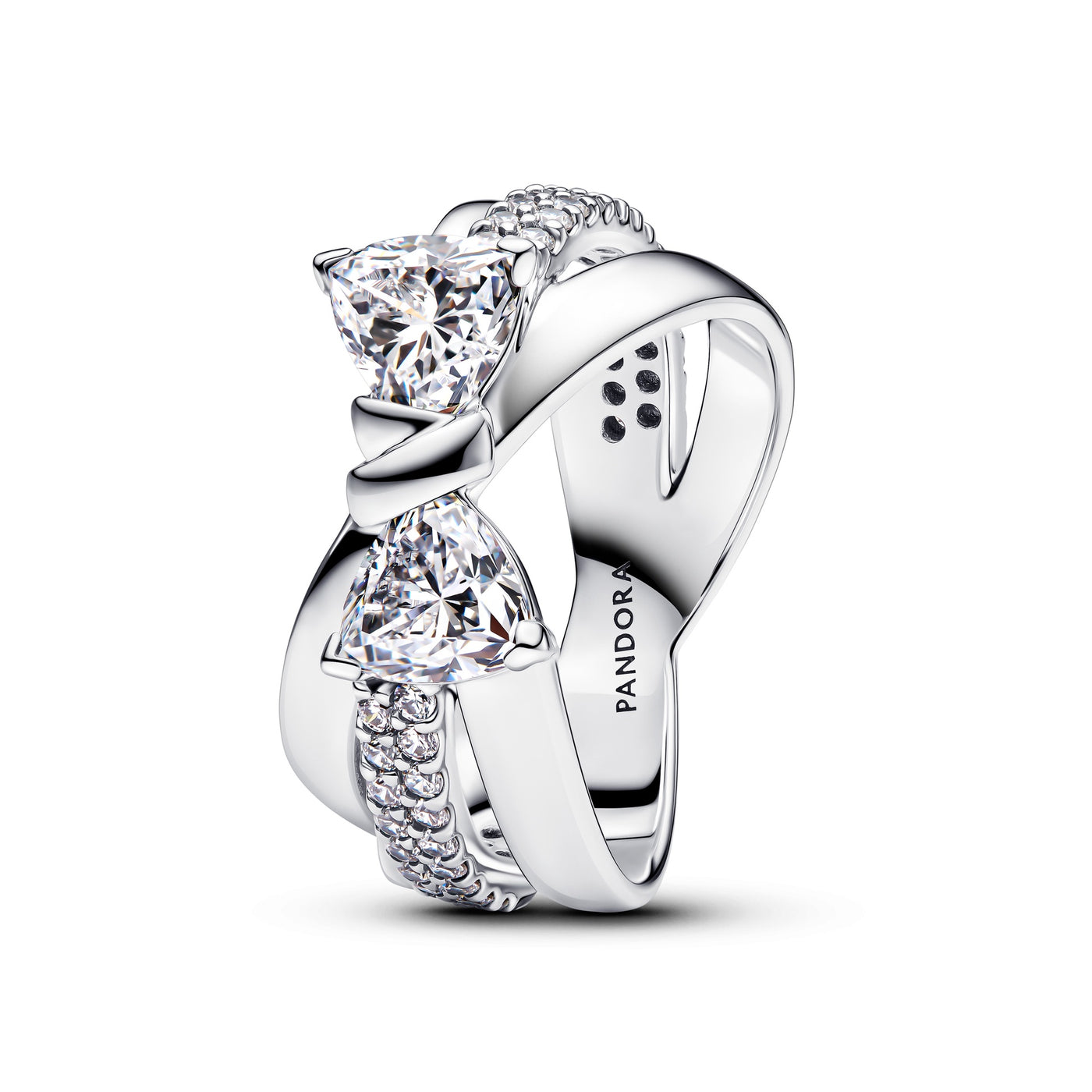 Pandora Sparkling Bow Crossover Ring