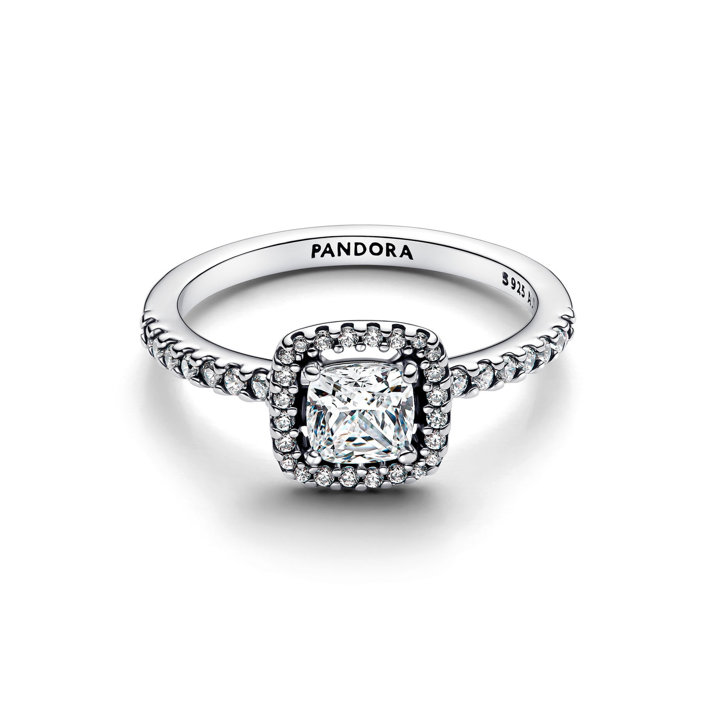 Pandora Sparkling Square Halo Ring