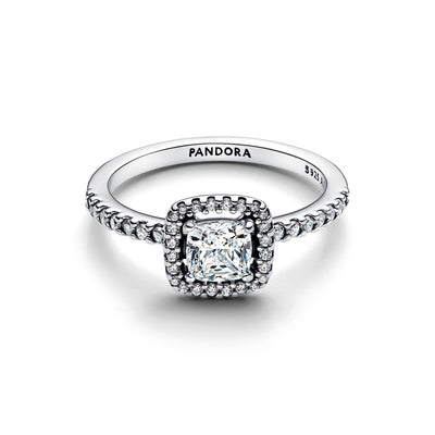 Pandora Sparkling Square Halo Ring