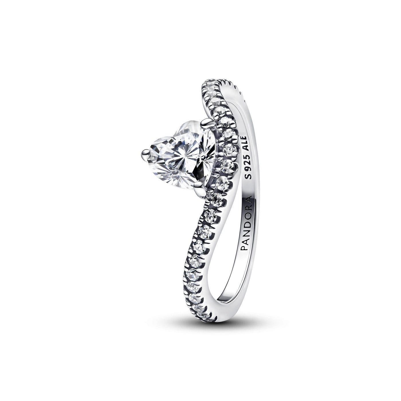 Pandora Wavy Pavé Heart Ring