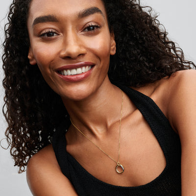 Pandora Organically Shaped Two-Tone Pendant Necklace