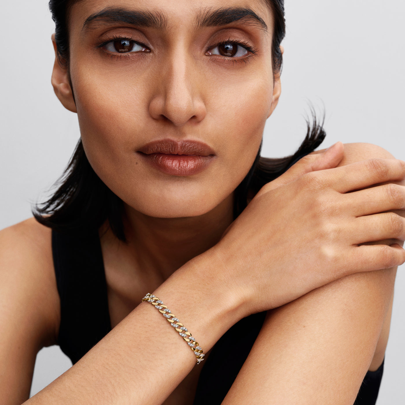 Pandora Two-tone Pavé Cuban Chain Bracelet