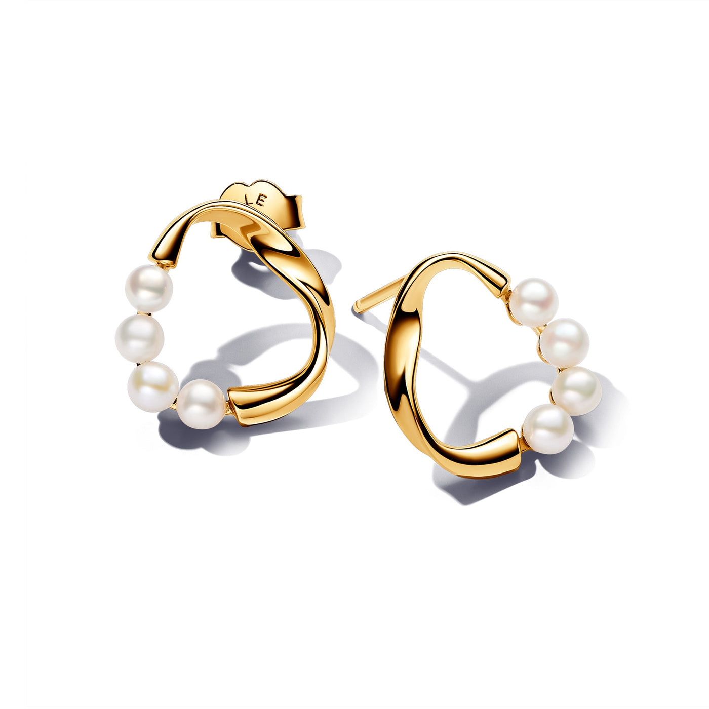 Pandora Organically Shaped Circle & Treated Freshwater Cultured Pearls Stud Earrings
