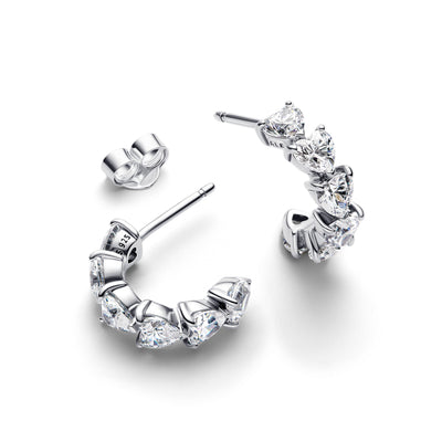 Pandora Sparkling Hearts Open Hoop Earrings