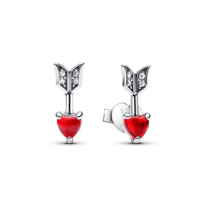 Pandora Arrow & Murano Glass Heart Stud Earrings