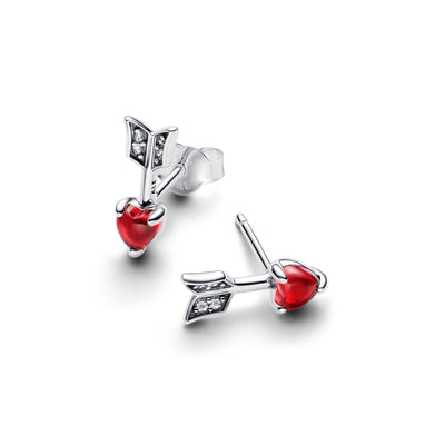 Pandora Arrow & Murano Glass Heart Stud Earrings