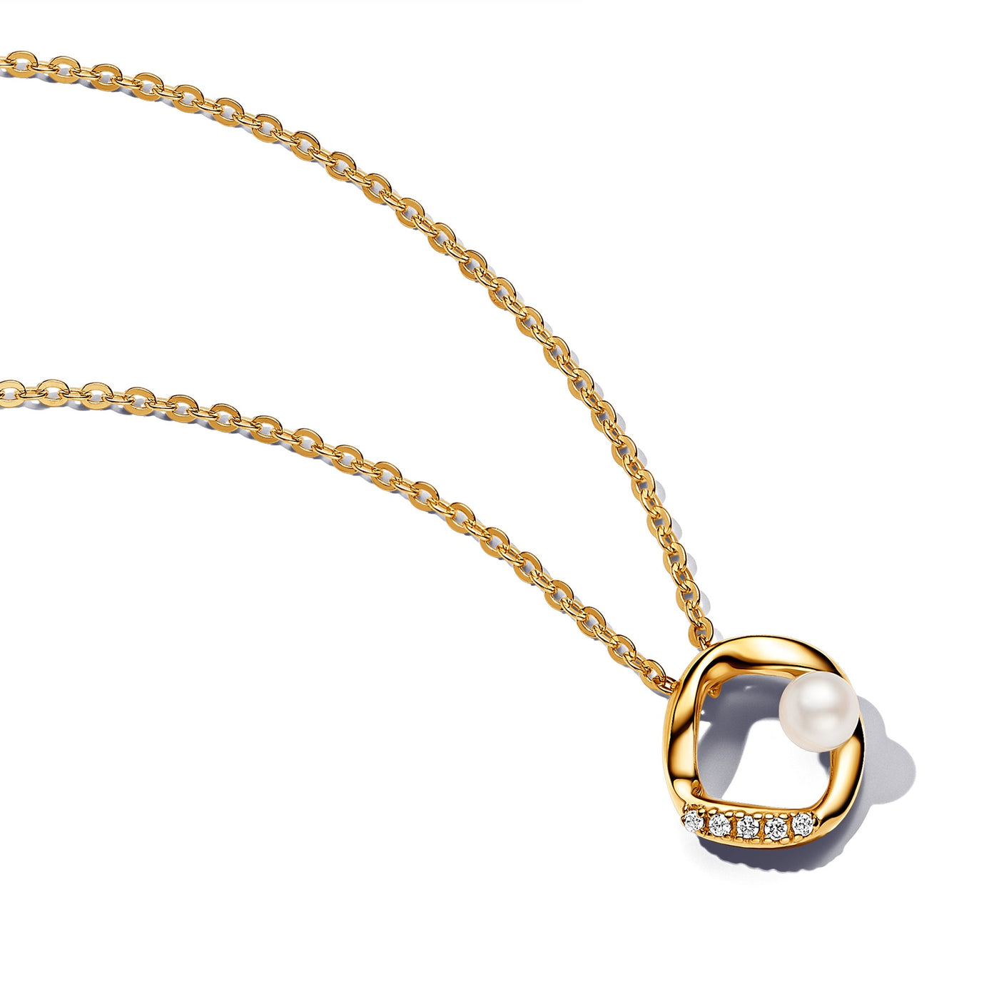 Pandora Organically Shaped Pavé Circle & Treated Freshwater Cultured Pearl Collier Necklace