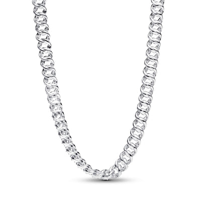 Pandora Cuban chain sterling silver necklace with clear cubic zirconia