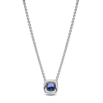 Pandora Sparkling Square Blue Halo Pendant Necklace