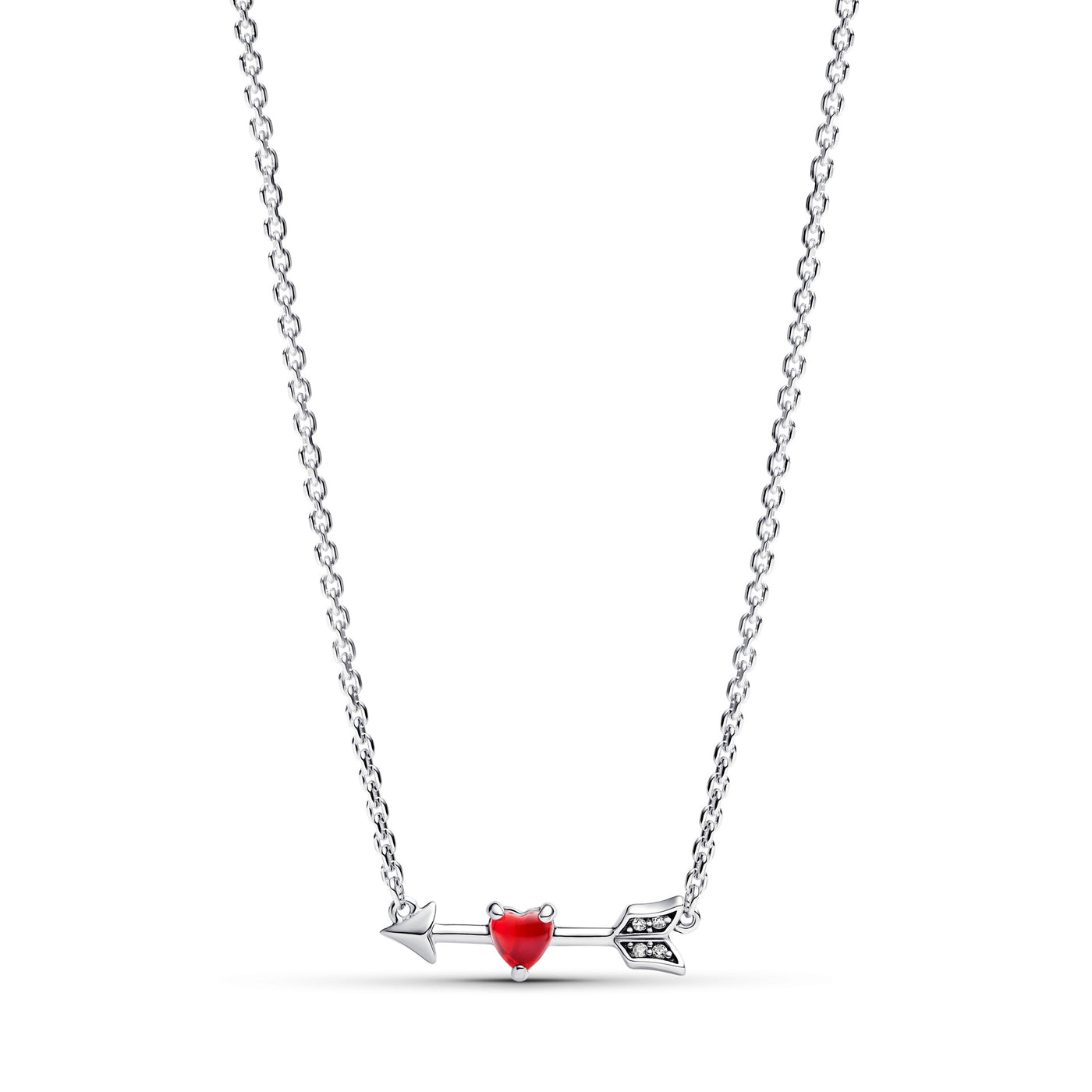 Pandora Arrow & Murano Glass Heart Necklace