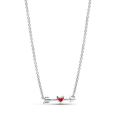 Pandora Arrow & Murano Glass Heart Necklace