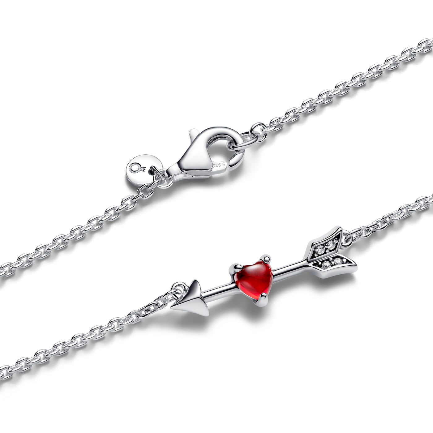 Pandora Arrow & Murano Glass Heart Necklace