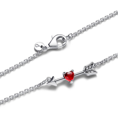 Pandora Arrow & Murano Glass Heart Necklace