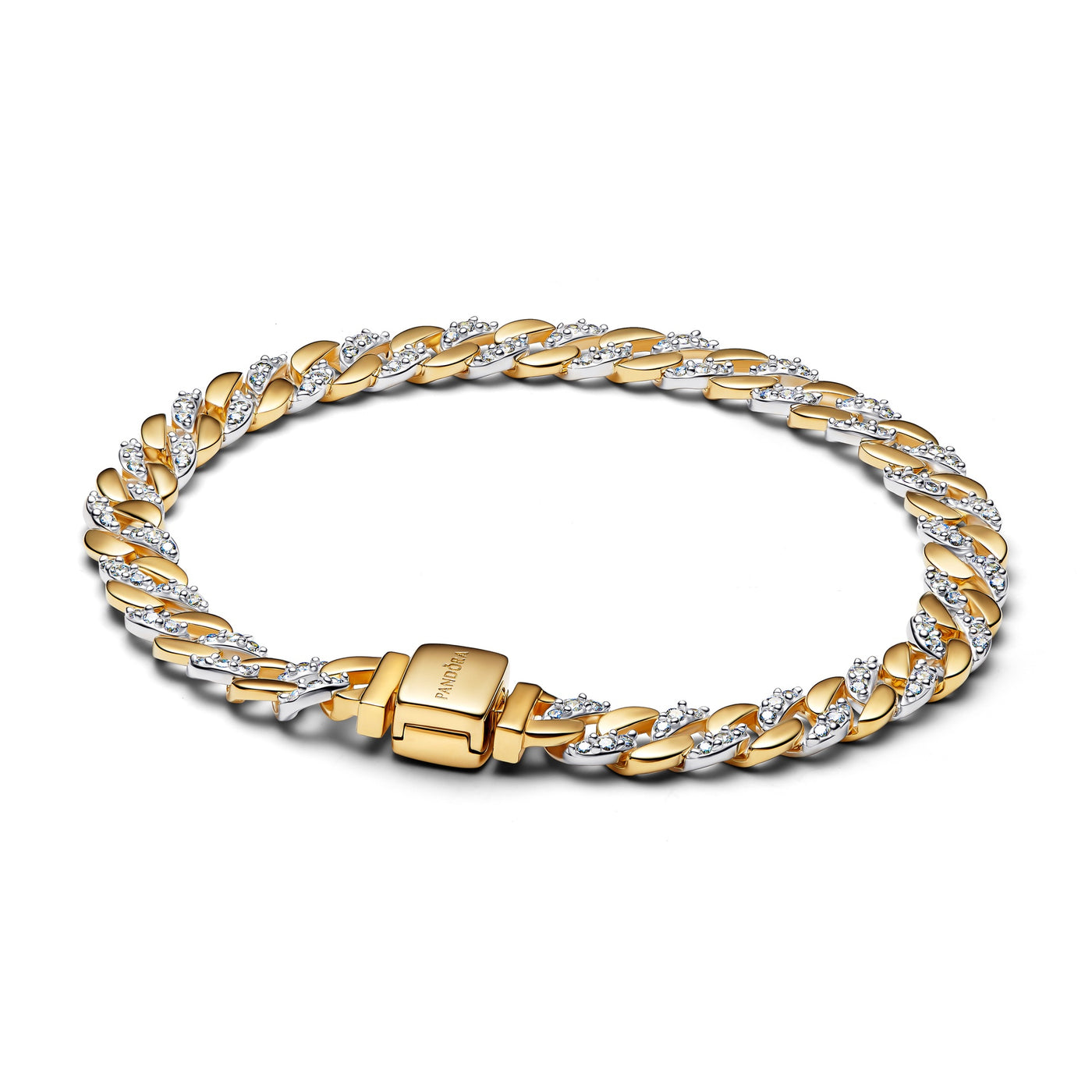 Pandora Two-tone Pavé Cuban Chain Bracelet