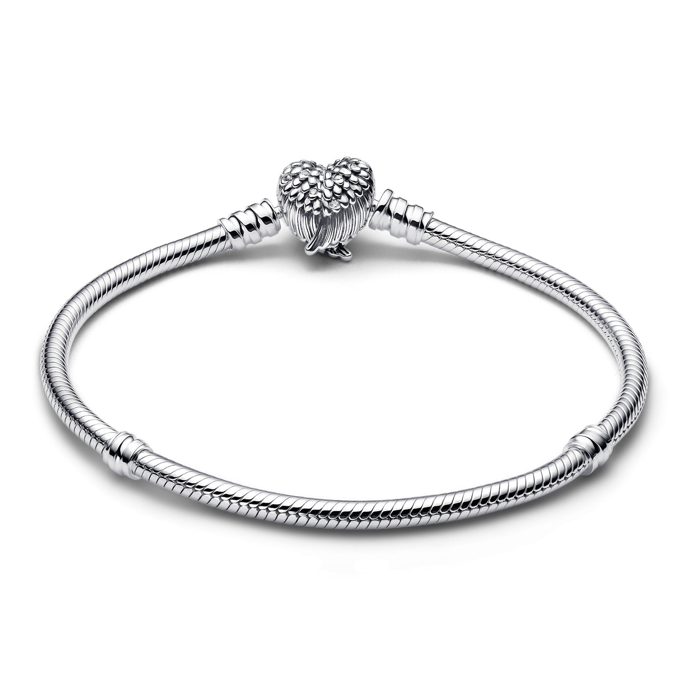 Pandora Heart Wings Clasp Snake Chain Bracelet