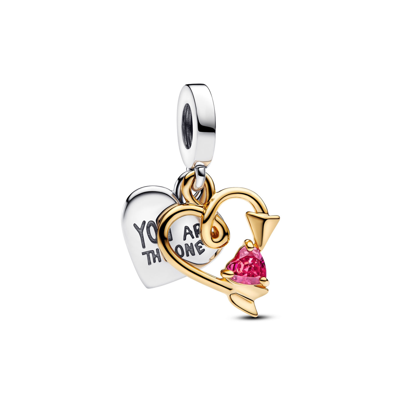 Pandora Engravable Heart & Arrow Double Dangle Charm