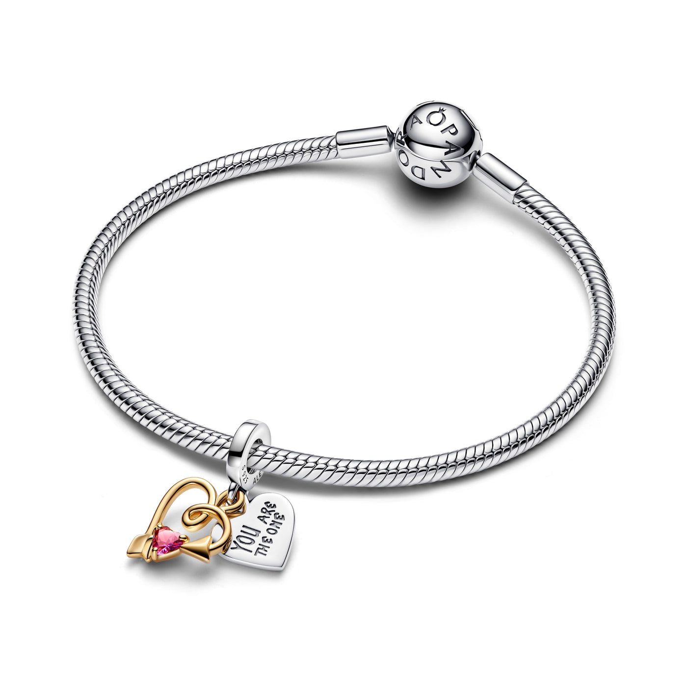 Pandora Engravable Heart & Arrow Double Dangle Charm