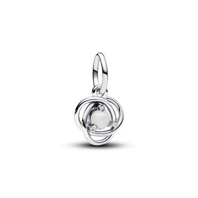 June - White Eternity Circle Dangle Charm