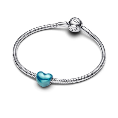 Pandora Metallic Sky-Blue Heart Charm