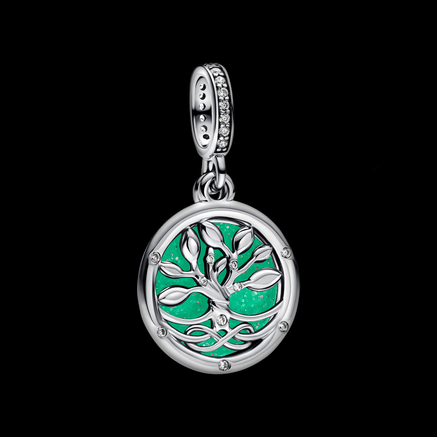 Pandora Glow-in-the-dark Infinity Tree Double Dangle Charm