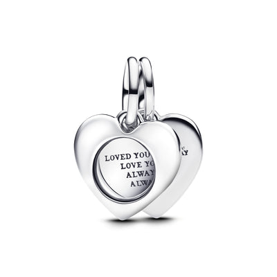 Pandora Engravable Heart Magnifying Glass Double Dangle Charm